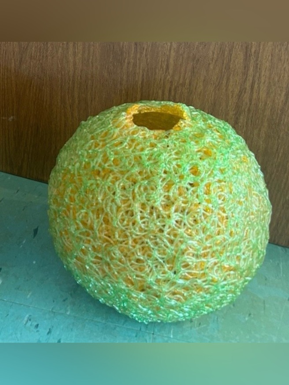 vintage spaghetti globe shade orange green
